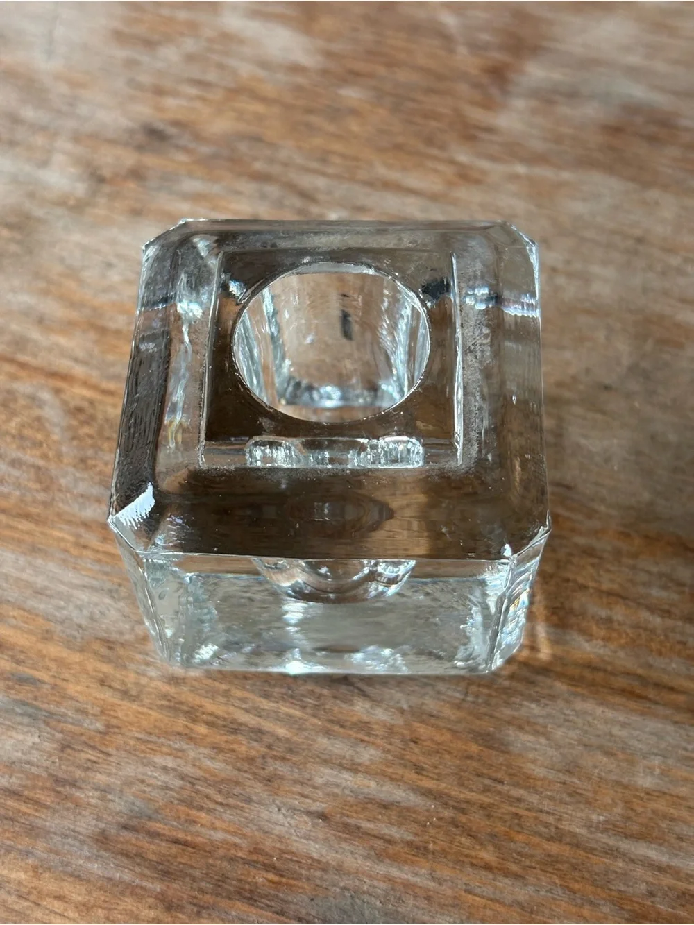 VTG 2 Parker Quink clear glass ink bottles and 1 Art Deco clear glass inkwell